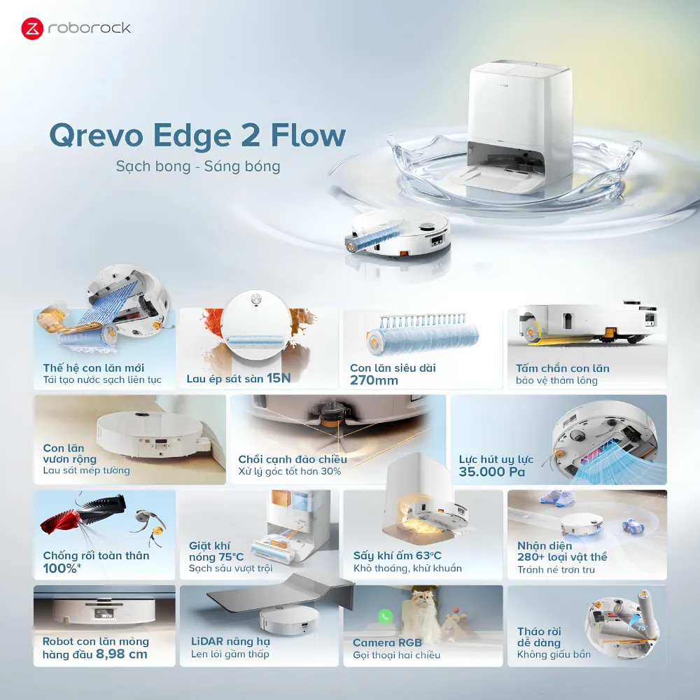Robot Hút Bụi Lau Nhà Roborock Qrevo Edge 2 Flow 18 Robot Hút Bụi Lau Nhà Roborock Qrevo Edge 2 Flow - Akia Smart Home
